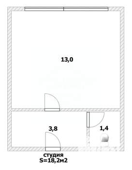 1-к квартира, вторичка, 18м2, 2/5 этаж