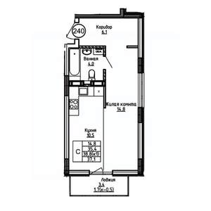 Студия квартира, вторичка, 37м2, 5/9 этаж