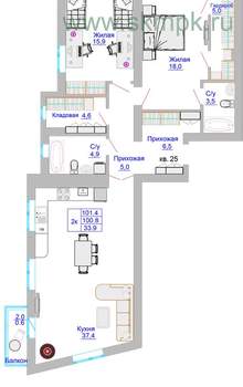 3-к квартира, вторичка, 101м2, 6/8 этаж