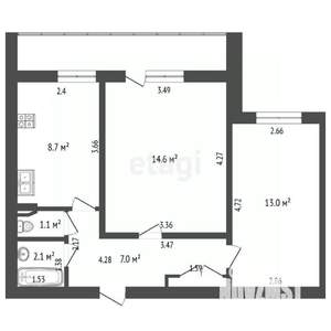 2-к квартира, вторичка, 47м2, 3/9 этаж