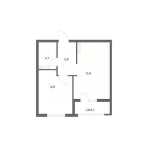 1-к квартира, строящийся дом, 43м2, 8/18 этаж