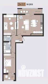 2-к квартира, строящийся дом, 80м2, 9/10 этаж