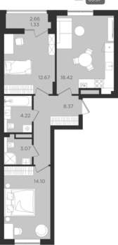 Студия квартира, вторичка, 62м2, 8/9 этаж