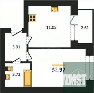 1-к квартира, вторичка, 33м2, 2/9 этаж