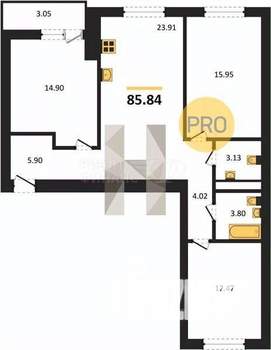 2-к квартира, вторичка, 52м2, 2/8 этаж