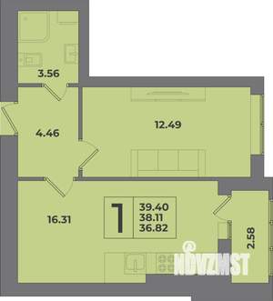1-к квартира, вторичка, 39м2, 6/8 этаж