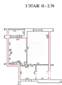1-к квартира, вторичка, 47м2, 3/5 этаж