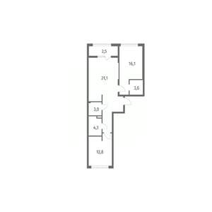 2-к квартира, вторичка, 73м2, 3/8 этаж