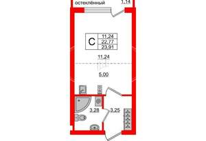 Студия квартира, вторичка, 24м2, 5/16 этаж