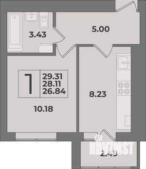 1-к квартира, строящийся дом, 29м2, 7/9 этаж