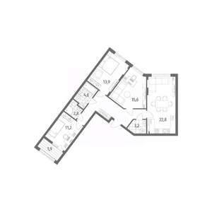 3-к квартира, строящийся дом, 92м2, 4/8 этаж