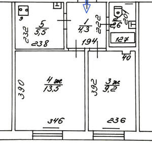 2-к квартира, вторичка, 35м2, 3/3 этаж