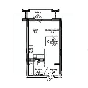 Студия квартира, вторичка, 31м2, 7/9 этаж