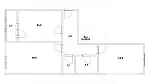 2-к квартира, вторичка, 64м2, 3/14 этаж