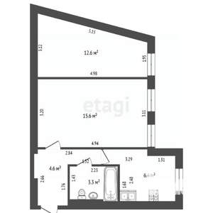 2-к квартира, вторичка, 43м2, 2/4 этаж