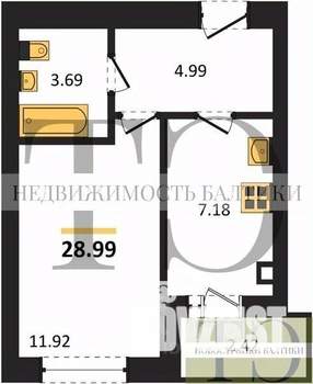 1-к квартира, вторичка, 29м2, 7/9 этаж