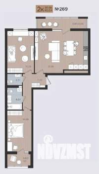 2-к квартира, строящийся дом, 80м2, 10/10 этаж