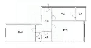 2-к квартира, вторичка, 56м2, 4/9 этаж