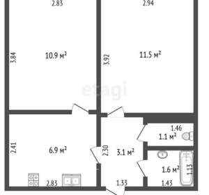 2-к квартира, вторичка, 35м2, 2/4 этаж
