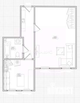 1-к квартира, вторичка, 44м2, 1/4 этаж