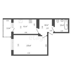 1-к квартира, вторичка, 36м2, 10/17 этаж