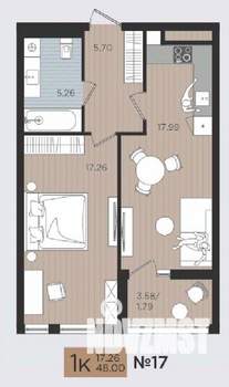 1-к квартира, строящийся дом, 48м2, 8/10 этаж