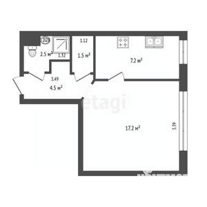 1-к квартира, вторичка, 33м2, 5/5 этаж