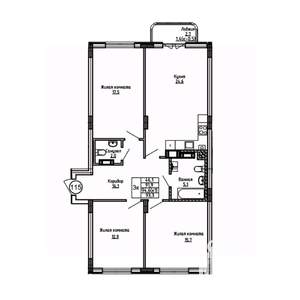 3-к квартира, вторичка, 93м2, 4/9 этаж