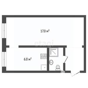 1-к квартира, вторичка, 27м2, 1/2 этаж