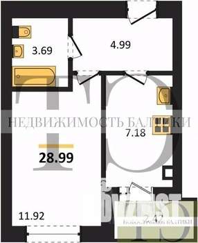 1-к квартира, вторичка, 29м2, 9/9 этаж