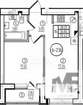 1-к квартира, вторичка, 37м2, 5/9 этаж