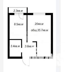 1-к квартира, вторичка, 36м2, 9/9 этаж