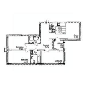 3-к квартира, строящийся дом, 78м2, 3/9 этаж