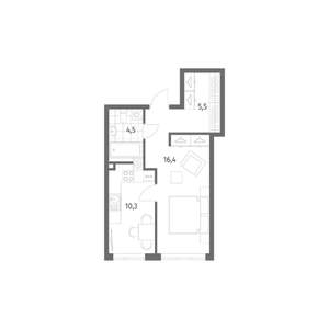 1-к квартира, строящийся дом, 40м2, 1/8 этаж