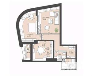 2-к квартира, вторичка, 64м2, 15/25 этаж