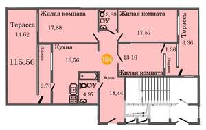 3-к квартира, строящийся дом, 124м2, 2/12 этаж