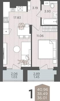 Студия квартира, вторичка, 38м2, 1/9 этаж