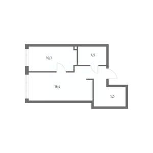 1-к квартира, строящийся дом, 40м2, 2/8 этаж