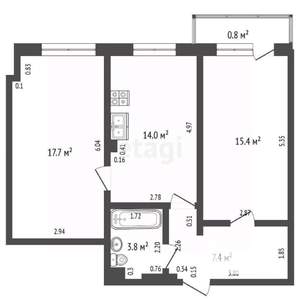 2-к квартира, вторичка, 59м2, 5/5 этаж