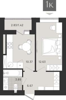 Студия квартира, вторичка, 35м2, 8/9 этаж