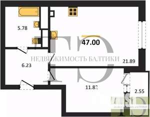 1-к квартира, вторичка, 47м2, 7/9 этаж