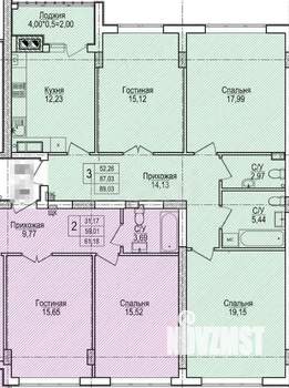 3-к квартира, вторичка, 87м2, 12/16 этаж