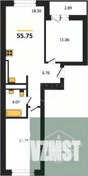 2-к квартира, вторичка, 56м2, 6/9 этаж