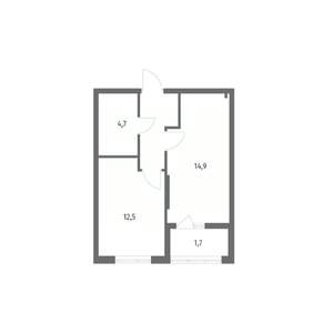 1-к квартира, строящийся дом, 39м2, 5/8 этаж