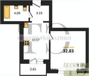 1-к квартира, вторичка, 33м2, 4/9 этаж