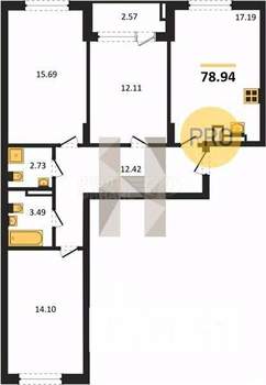 3-к квартира, вторичка, 75м2, 9/9 этаж