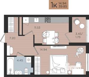 1-к квартира, вторичка, 40м2, 7/10 этаж
