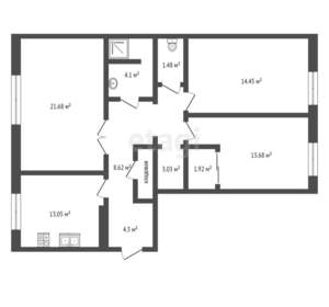 3-к квартира, вторичка, 86м2, 3/9 этаж
