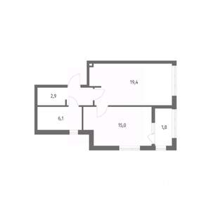 1-к квартира, вторичка, 48м2, 4/8 этаж