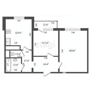 2-к квартира, вторичка, 60м2, 6/9 этаж